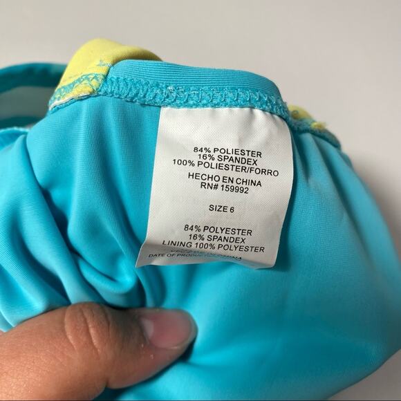 Blue Pineapple Hearts Tankini Top Girl's Size 6 - Picture 3 of 3